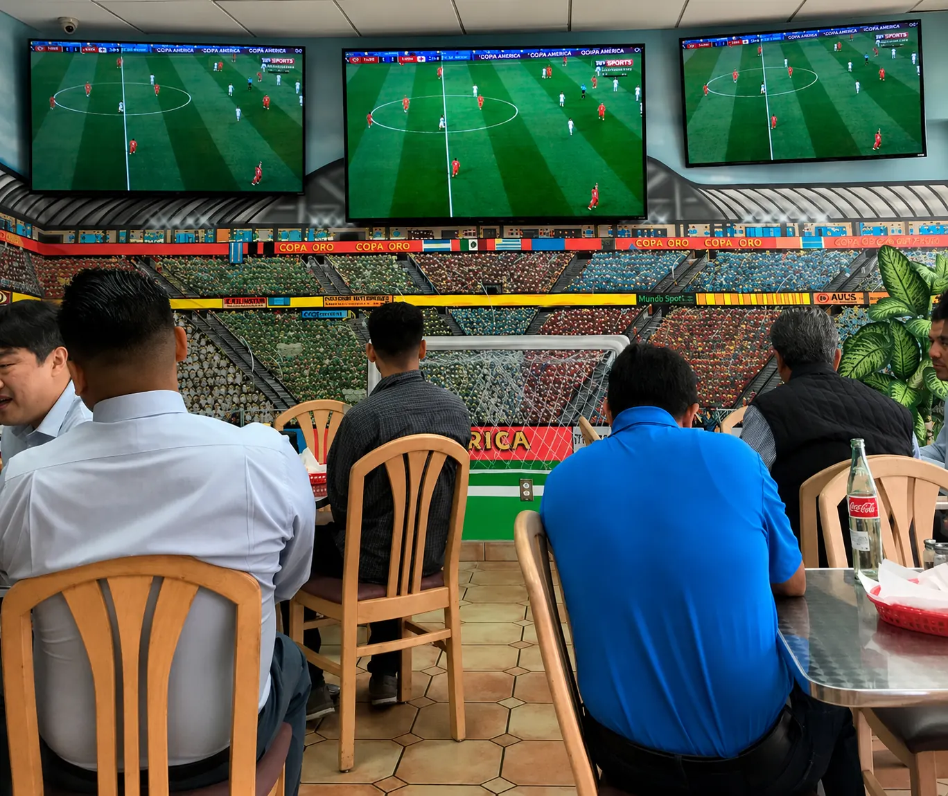 Clientes viendo un partido de fútbol en las pantallas de El Gaucho Meat Market
